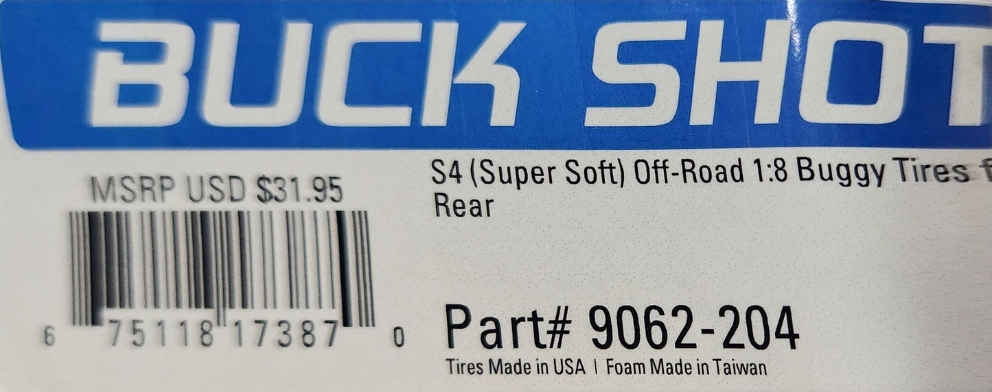 Proline Buck Shot S4 (Super Soft) Off-Road 1:8 Buggy Tires for Front or Rear