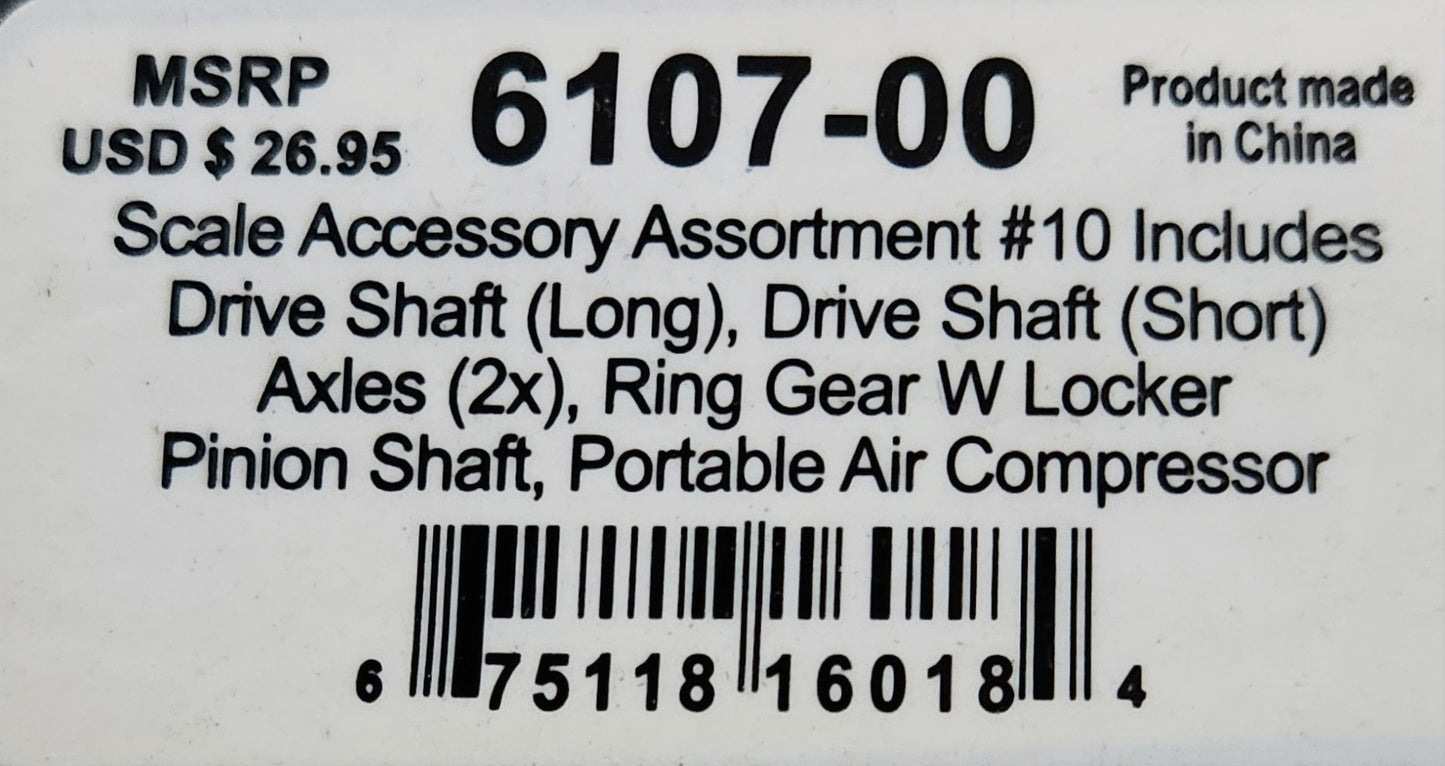 Proline Scale Accessory Assortment #10 Includes Drive Shaft (Long), Drive Shaft (Short) Axles (2×), Ring Gear W Locker Pinion Shaft, Portable Air Compressor