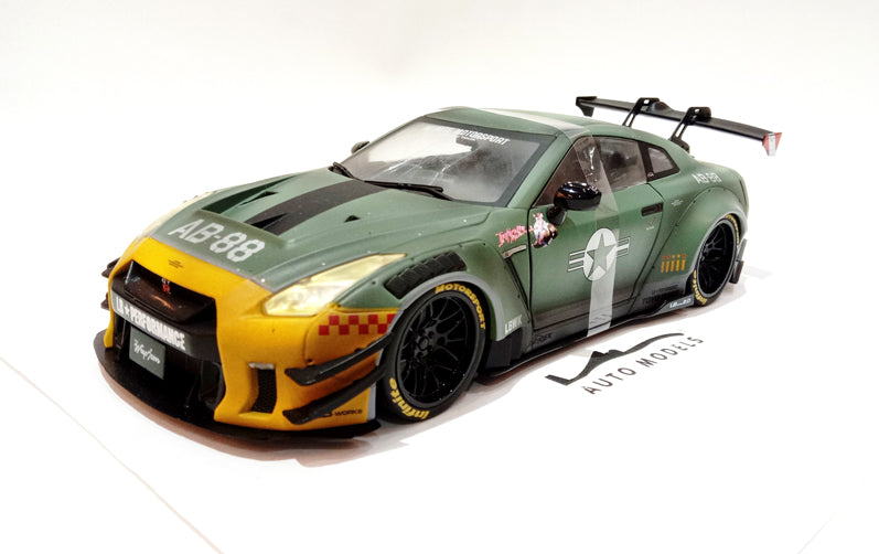Solido Nissan GT-R R 35 LBW Body Kit 2.0 Army Fighter 2022 Green Army