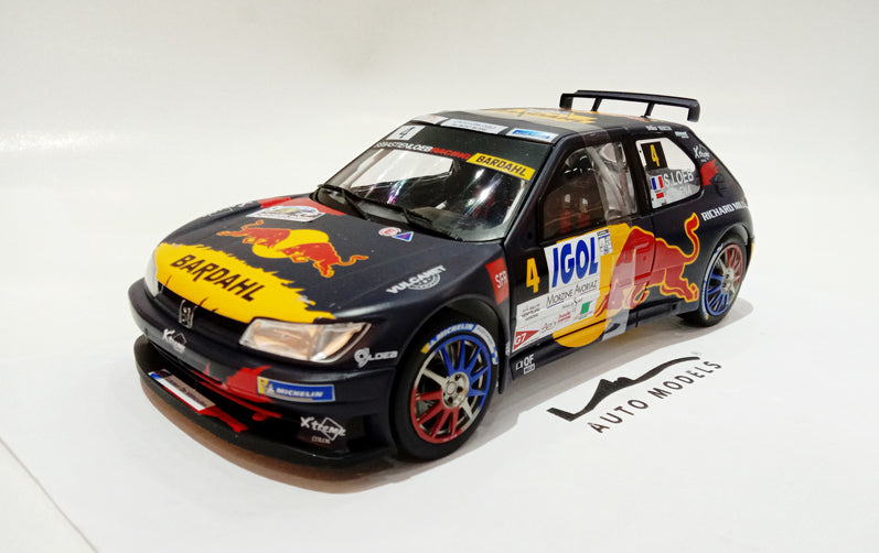 Solido Peugeot 306 Maxi 2021 Rally Du Mont Blanc S.Loeb-D.Elena Black Redbull Livery