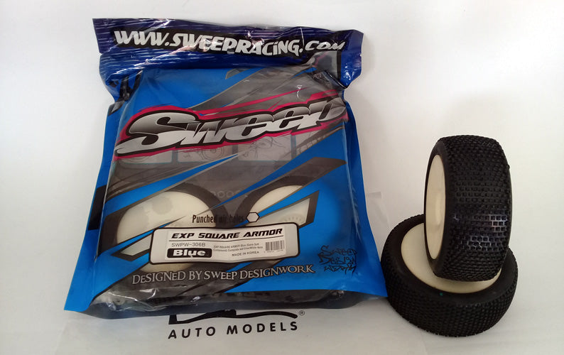 Sweep Racing Square Armor Blue (Extra Soft Compound) Complete Set Tires / White