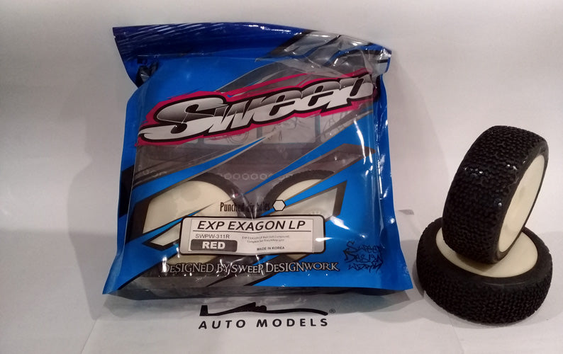 Sweep Racing Exagon LP Red (Soft) Complete Set Tires / White 4pcs
