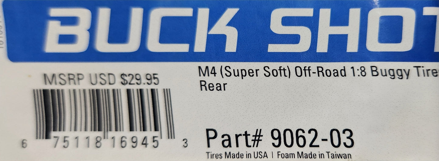 Proline Buck Shot M4 (Super Soft) Off-Road 1:8 Buggy Tires For Front or Rear