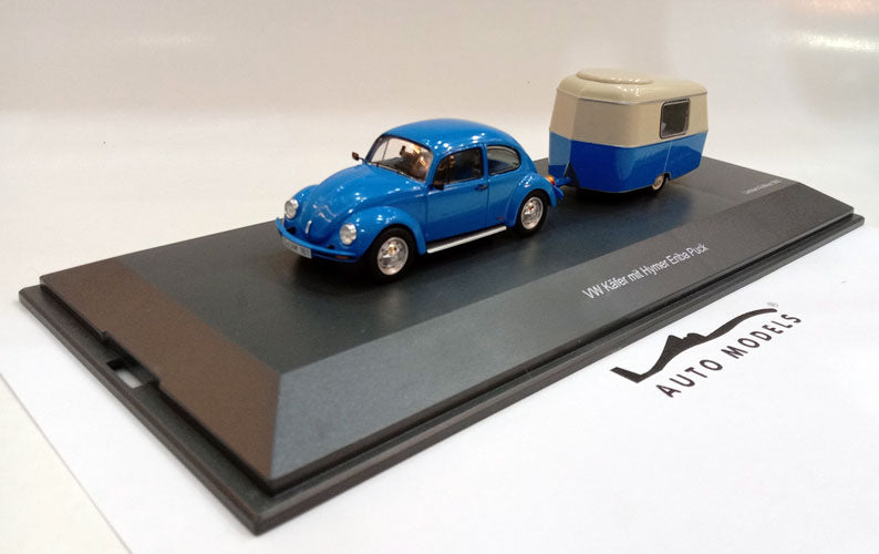 Schuco Volkswagen Beetle 1600i with Eriba Puck Trailer Blue