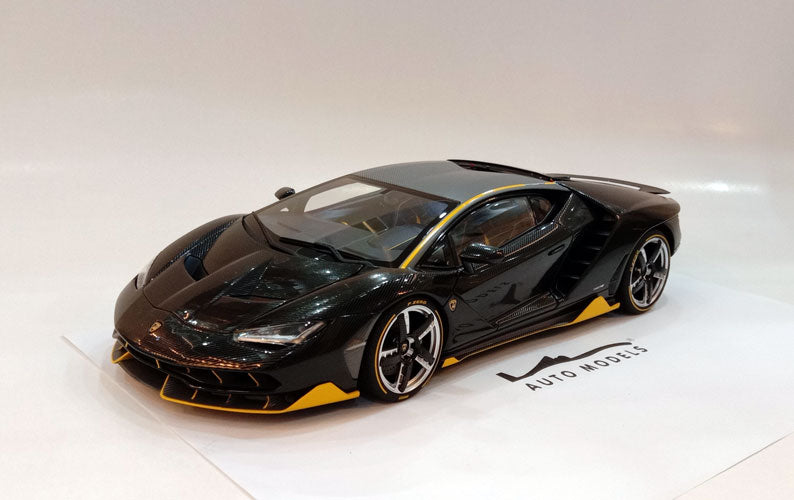 Autoart Lamborghini Centenario Clear Carbon w/Yellow Accents Black Carbon