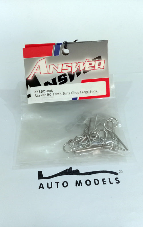Answer RC 1/8th Body Clips Large - 8 pcs