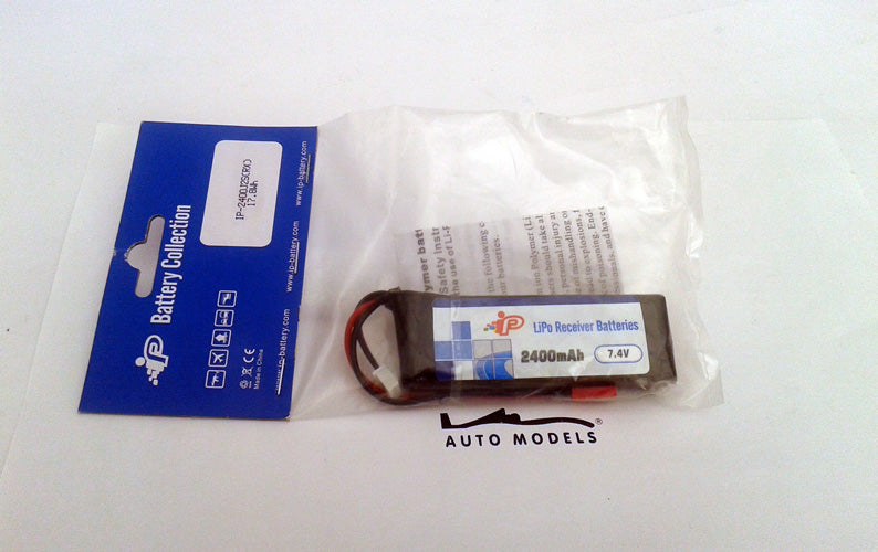 IP Battery Lipo 2400mAh 7.4V (RX) Pack w/ JST Plug