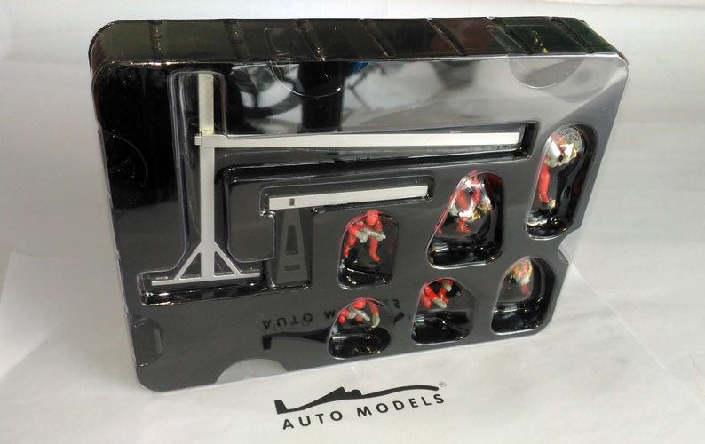 IXO Models Set Pit Stop Red 6 Figures w/Decal&Accesoris