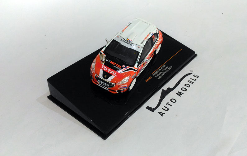 IXO Model Peugeot 208 R2 #29 K.Abbring-P.Vyncke Rally Du Condroz White Orange