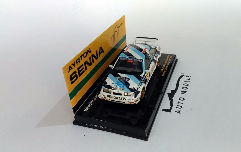 Minichamps Ford Sierra RS Cosworth A.Senna Rally Test 1986 White Blue