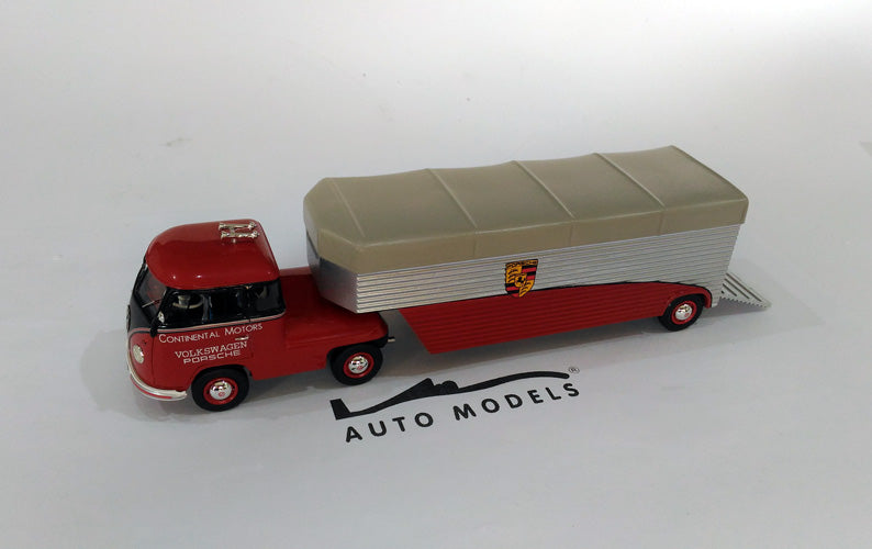Schuco Volkswagen T1b Continental Motors Porsche Car Transporter Red Black Silver