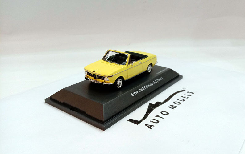 Schuco BMW 2002 (E10) Baur 2/2 Convertible 1975 Yellow Black
