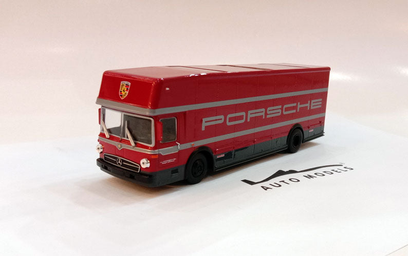 Schuco Mercedes Benz O317 Truck Car Transporter Porsche Motorsport 1968 Red
