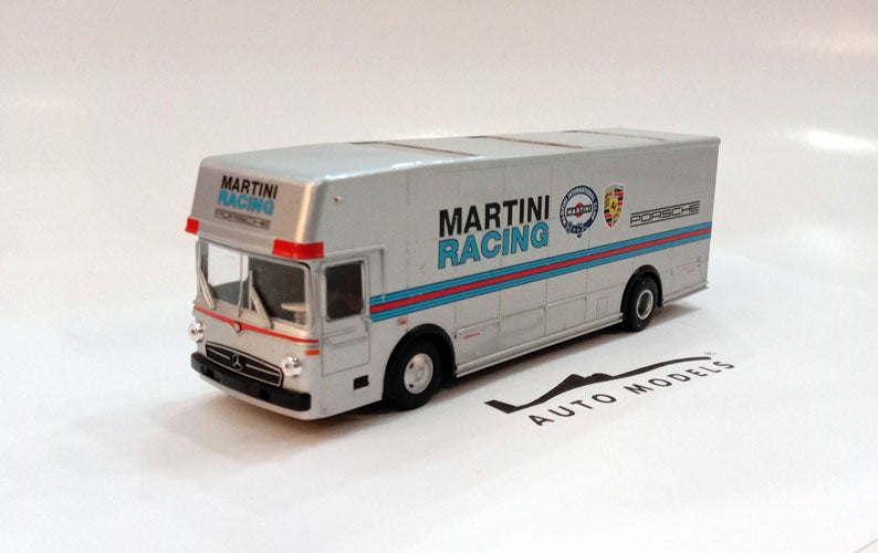 Schuco Mercedes Benz O317 Truck Car Transporter Porsche Martini Silver