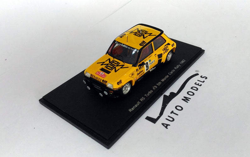 Spark Model Renault R5 Turbo N.9 5th Rally Montecarlo 1982 B. Saby - F. Sappey Yellow Black
