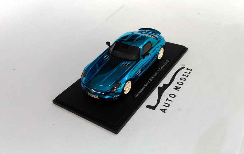 Spark Model Mercedes Benz SLS AMG Coupe E-Drive 2012 Electric Blue Plated