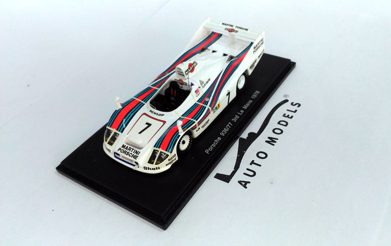 Spark Model Porsche 936/77 2.1L F6 Turbo Team Martini Racing N.7 3rd 24h Le Mans 1978 H. Haywood - P. Gregg - R. Joest White Red Light Blue