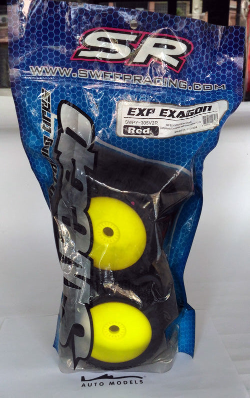 Sweep Racing Exp Exagon V2 Red (Soft Compound ) Complete Set Tires /Yellow