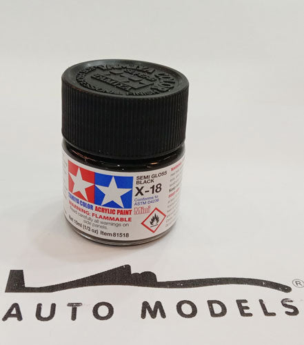 Tamiya X-18 Semi Gloss Black Acrylic Mini Paint