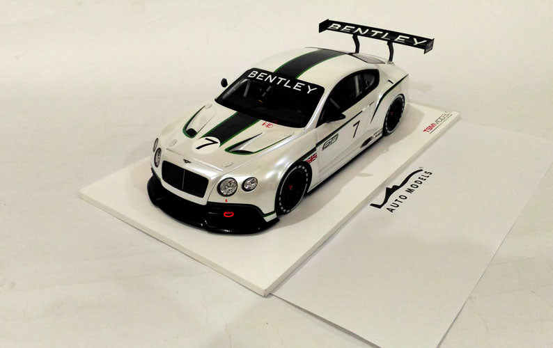 True Scale Model Bentley Continental GT3 N.7 Mondial De L'Automobile 2012 White Green