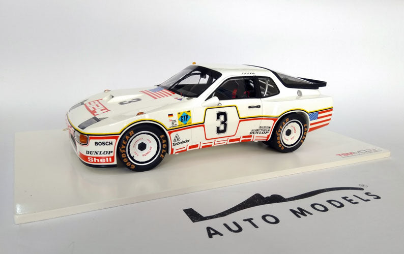 True Scale Model Porsche 924 Carrera GT Team Porsche System N.3 24h Le Mans 1980 D.Bell - A.Holbert White Red