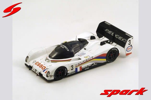 Spark Model Peugeot 905 EVO1B 3.5L V10 Team Peugeot Talbot Sport N.3 Winner  Le Mans 1993 G. Brabham-C. Bouchut-E.Helary White