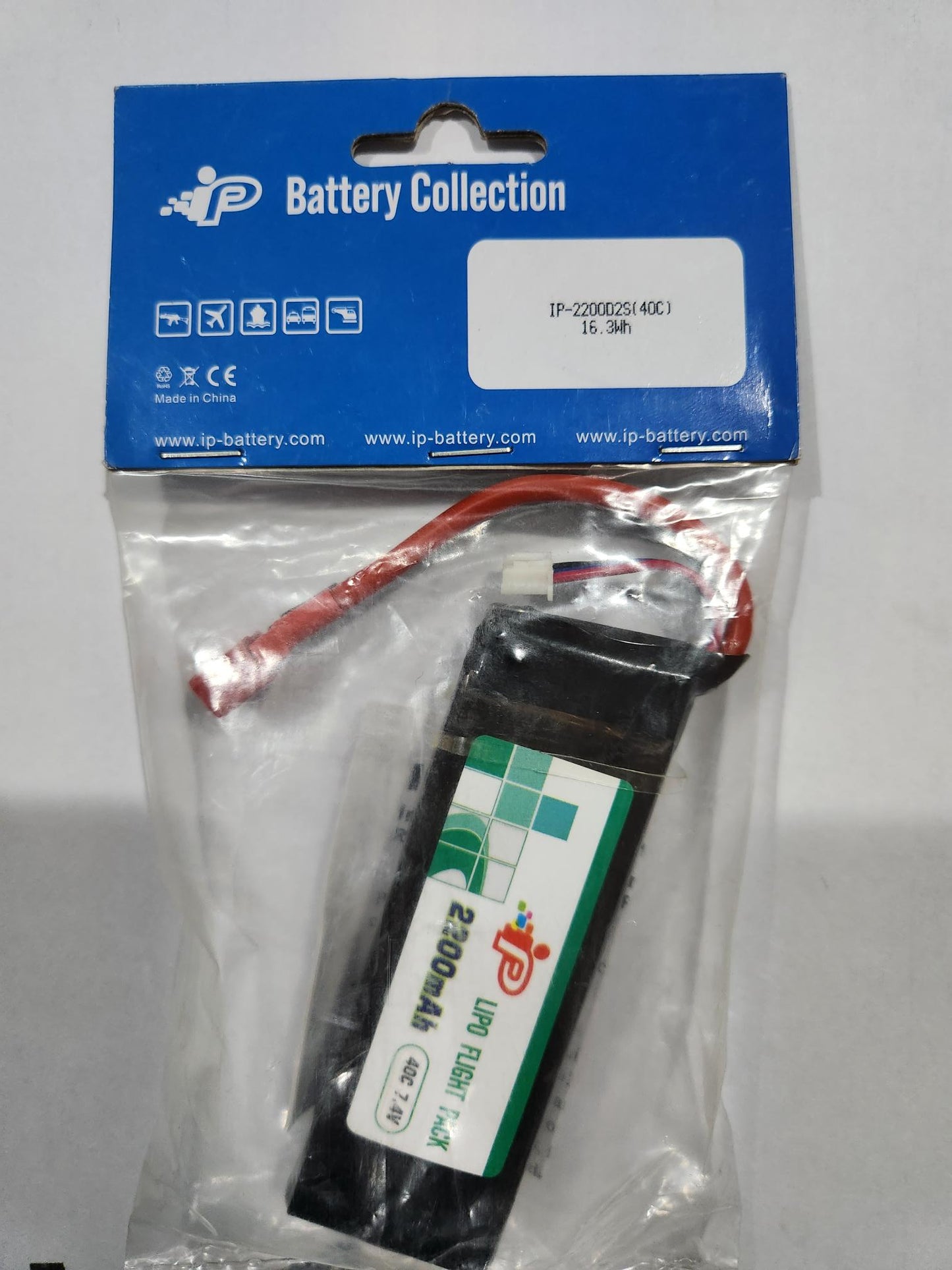 Intellect Power LIPO Battery 7.4V, 2200 mah, 40C Flight Pack