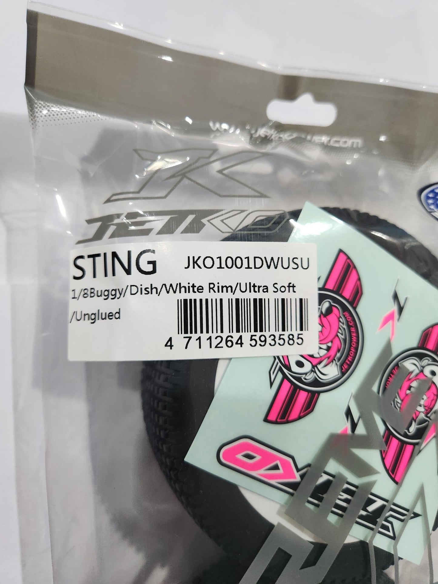 JETKO STING Ultra Soft 1/8 RC Buggy Tires Complete Set 2 Pcs