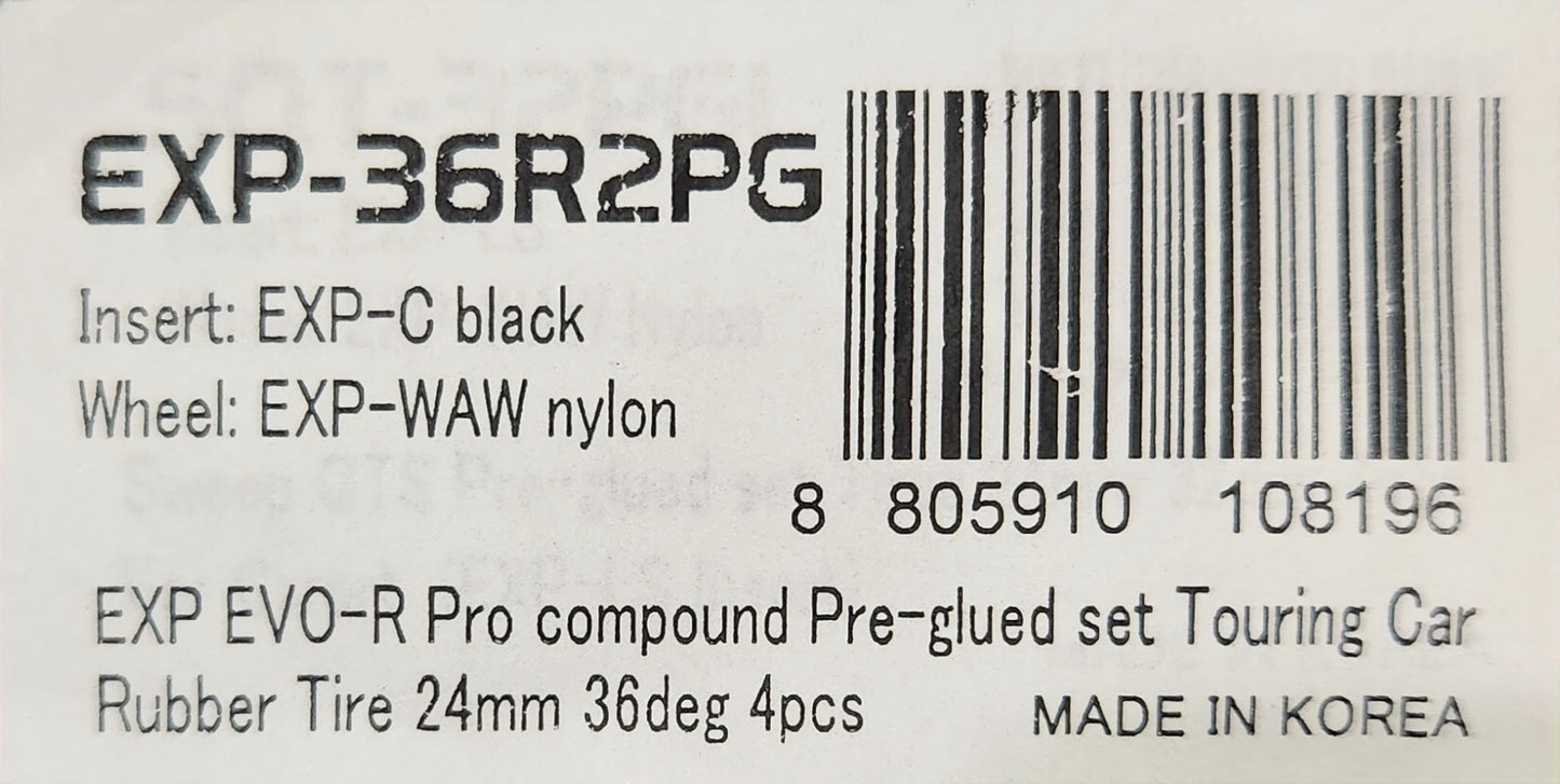 Sweep Racing EXP EVO-R Pro compound Pre-Glued Set Touring Car Rubber Tires 24mm 36deg