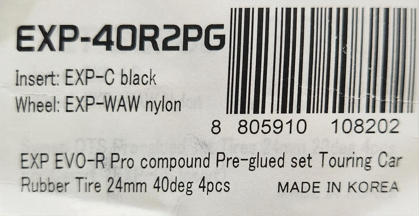 Sweep Racing EXP EVO-R Pro compound Pre-Glued set Touring Car Rubber Tire 24mm 40deg 4pcs