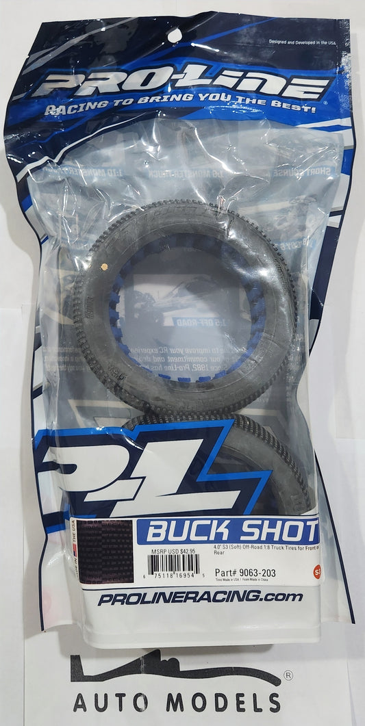 Proline Buck Shot 4.0" S3 (Soft) Off-Road 1:8 Truck Tires for Front or Rear