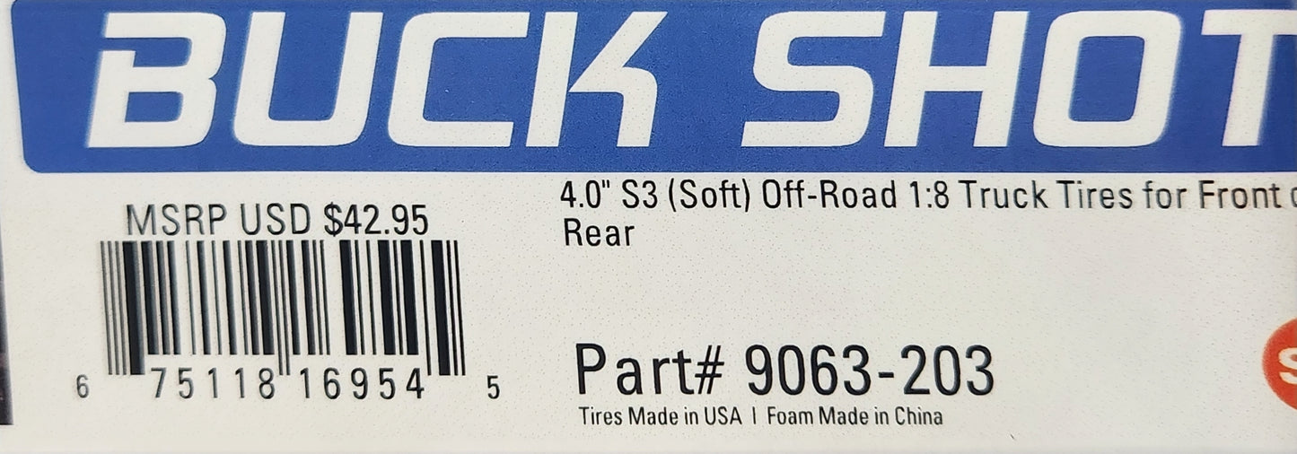 Proline Buck Shot 4.0" S3 (Soft) Off-Road 1:8 Truck Tires for Front or Rear
