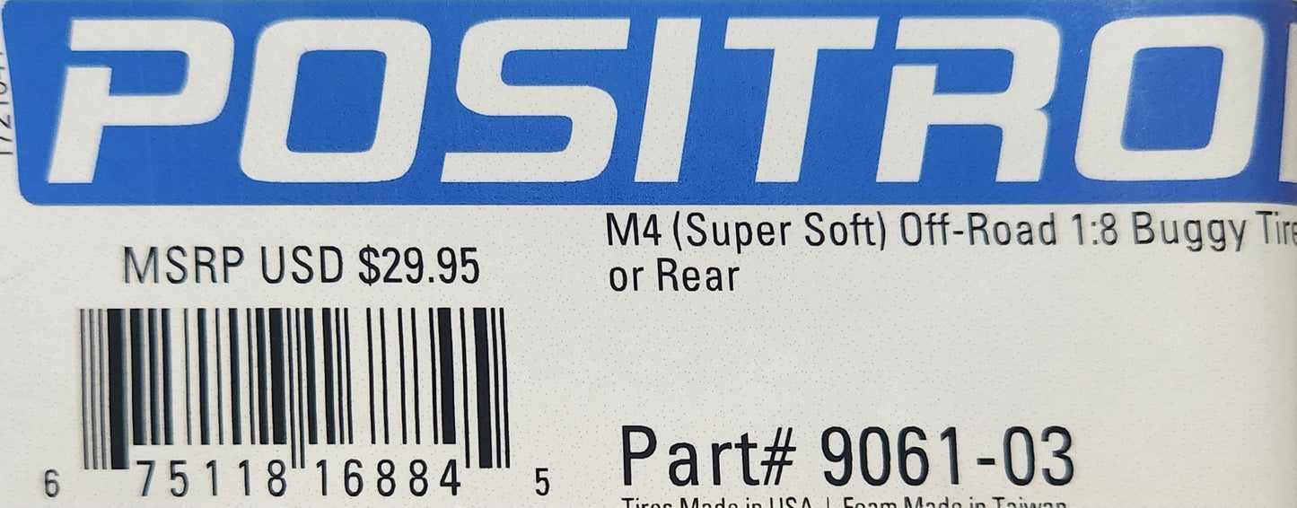 Proline Positron M4 (Super Soft) Off-Road 1:8 Buggy Tires For Front or Rear