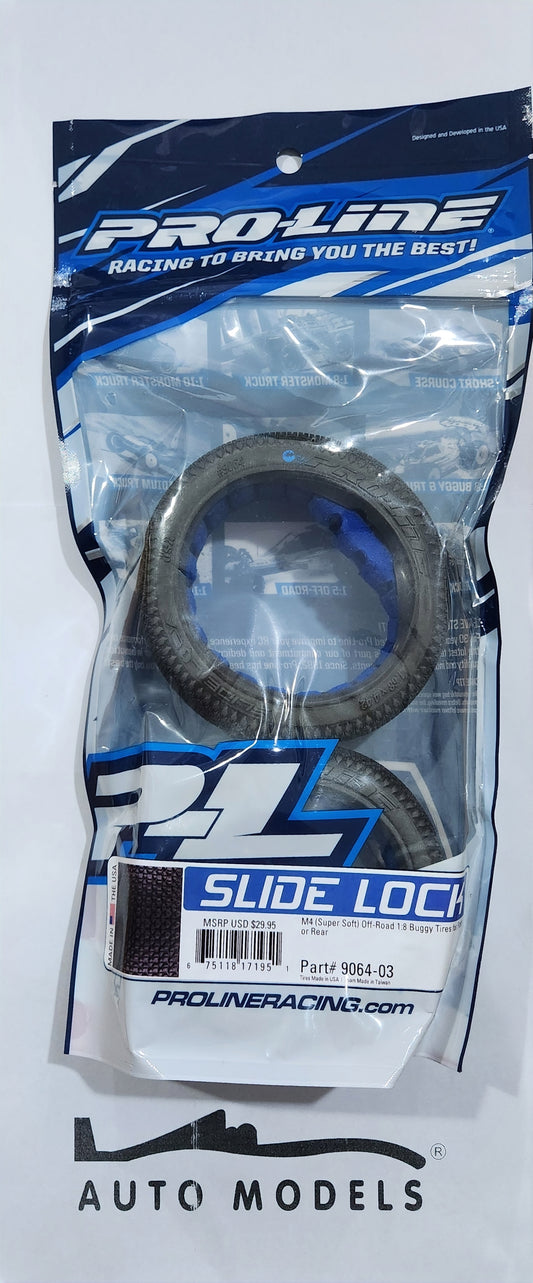 Proline Slide Lock M4 (Super Soft) Off-Road 1:8 Buggy Tires for Front or Rear