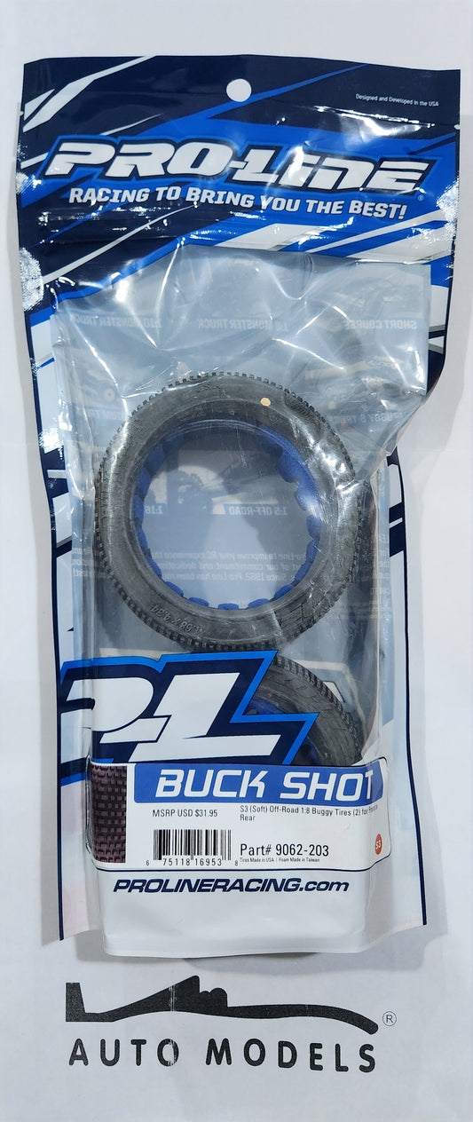 Proline Buck Shot S3 (Soft) Off-Road 1:8 Buggy Tires (2) For Front or Rear
