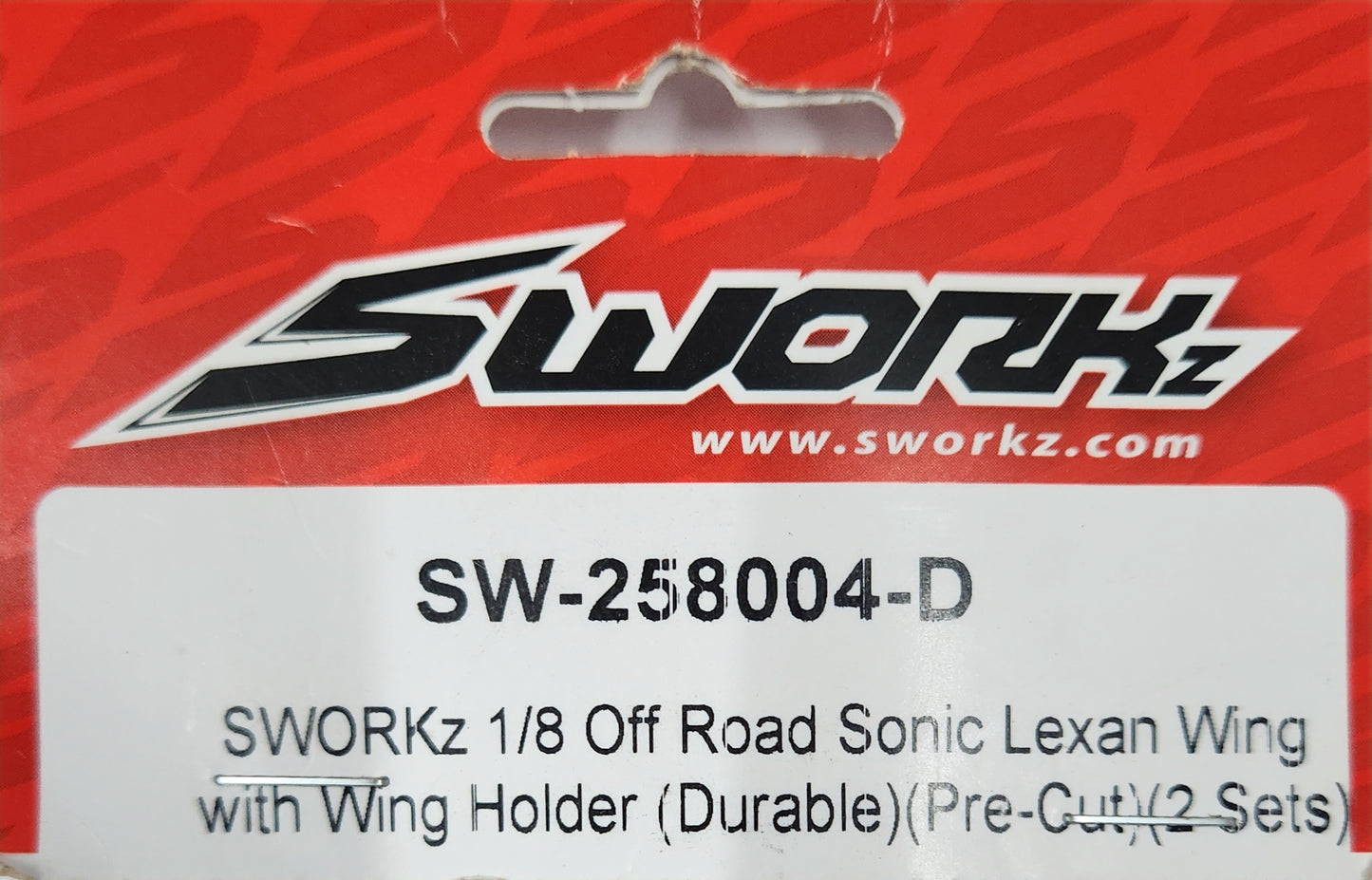 SWORKz 1/8 Off Road Sonic Lexan Wing with Wing Holder (Durable) (Pre-Cut) (2 Sets)