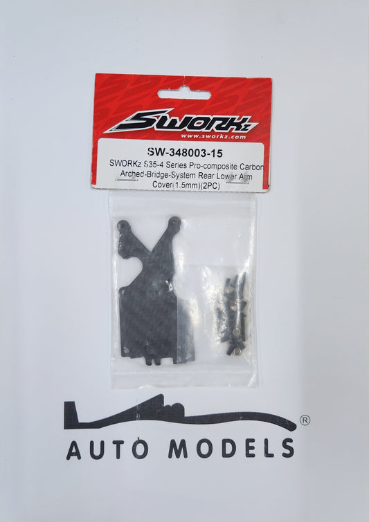 SWORKz S35-4 Series Pro-composite Carbon Arched-Bridge-System Rear Lower Arm Cover (1.5mm)(2PC)