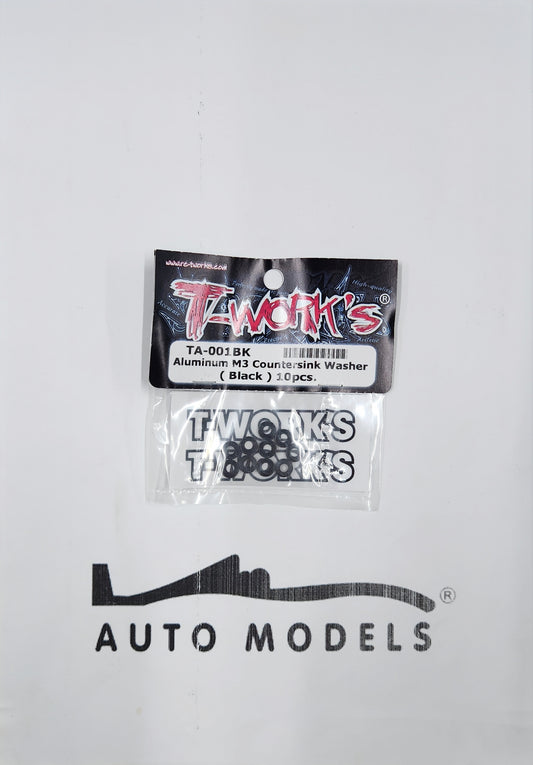 T-Work's Aluminum M3 Countersink Washer (Black) 10pcs