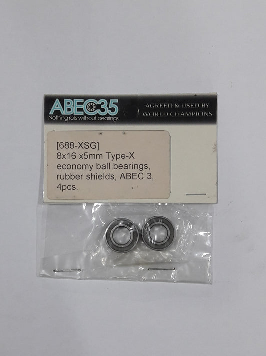 ABEC35 Bearing 8x16x5mm Type-X Economy Ball Bearings, Rubber Shields