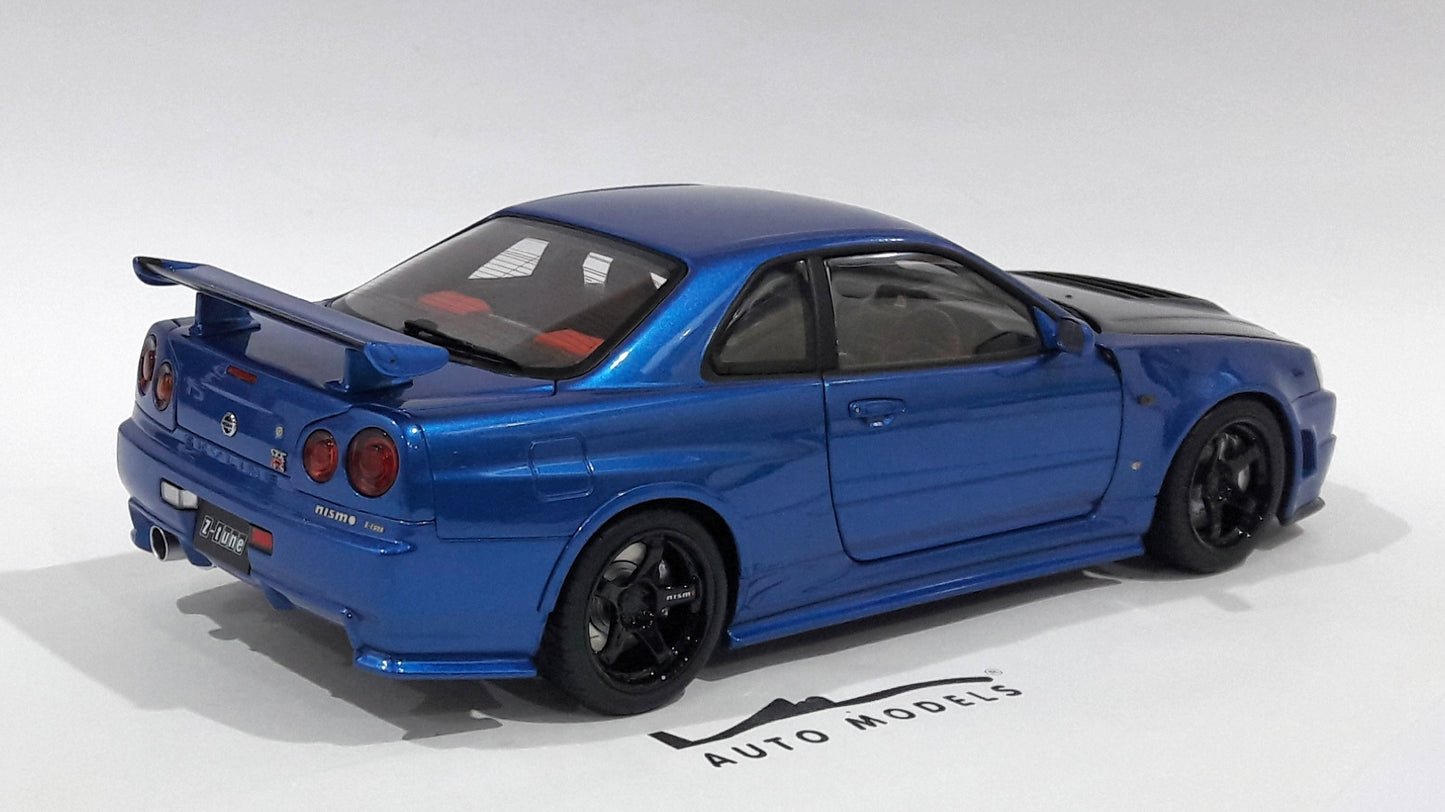 AutoArt Nissan Nismo R34 GT-R Z Tune Bayside Blue Carbon Bonnet