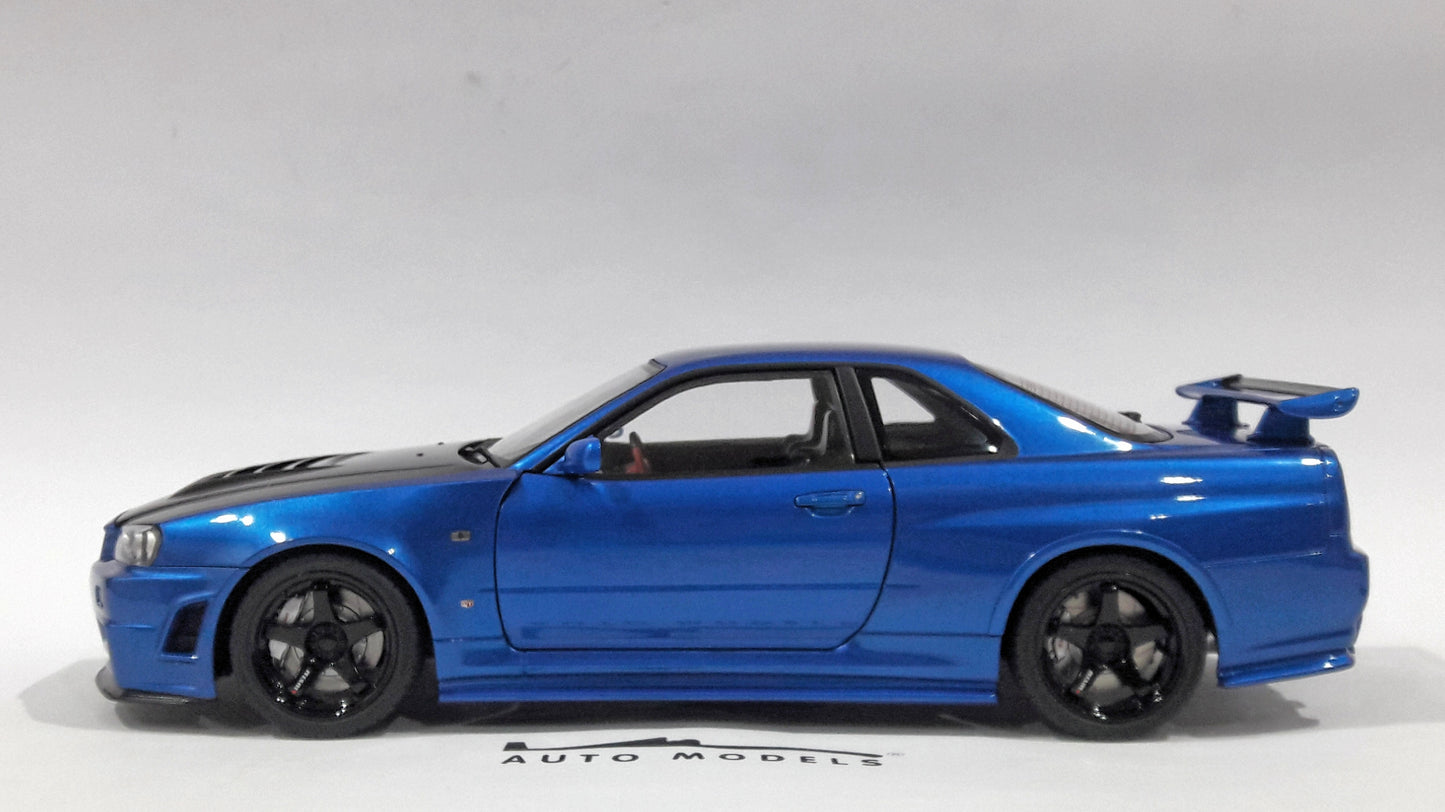 AutoArt Nissan Nismo R34 GT-R Z Tune Bayside Blue Carbon Bonnet