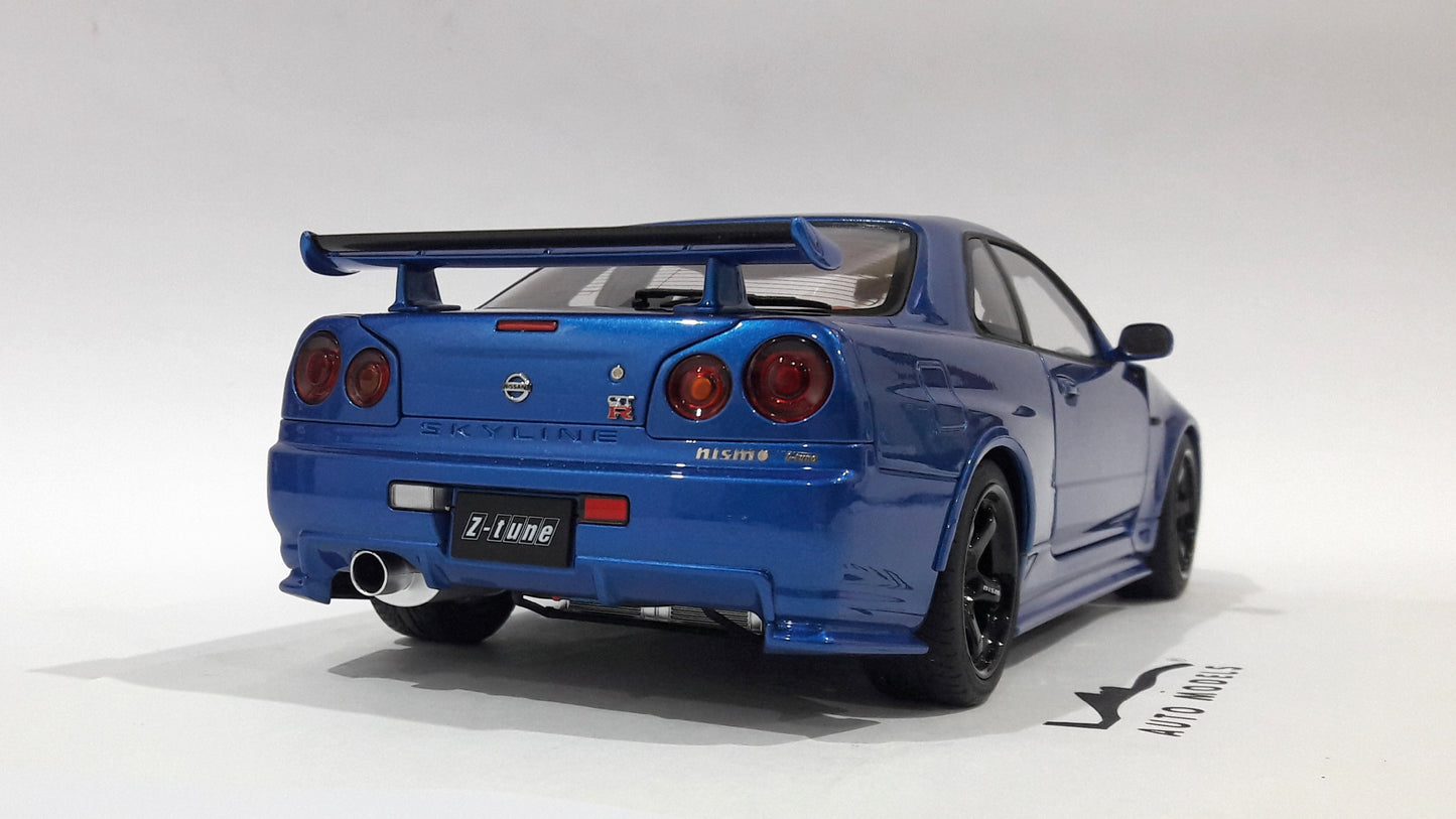 AutoArt Nissan Nismo R34 GT-R Z Tune Bayside Blue Carbon Bonnet