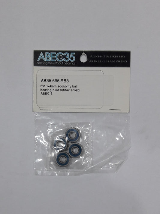 ABEC35 Bearing 5x13x4mm Standard Blue Rubber Shield Ball Bearings, 695 RB3