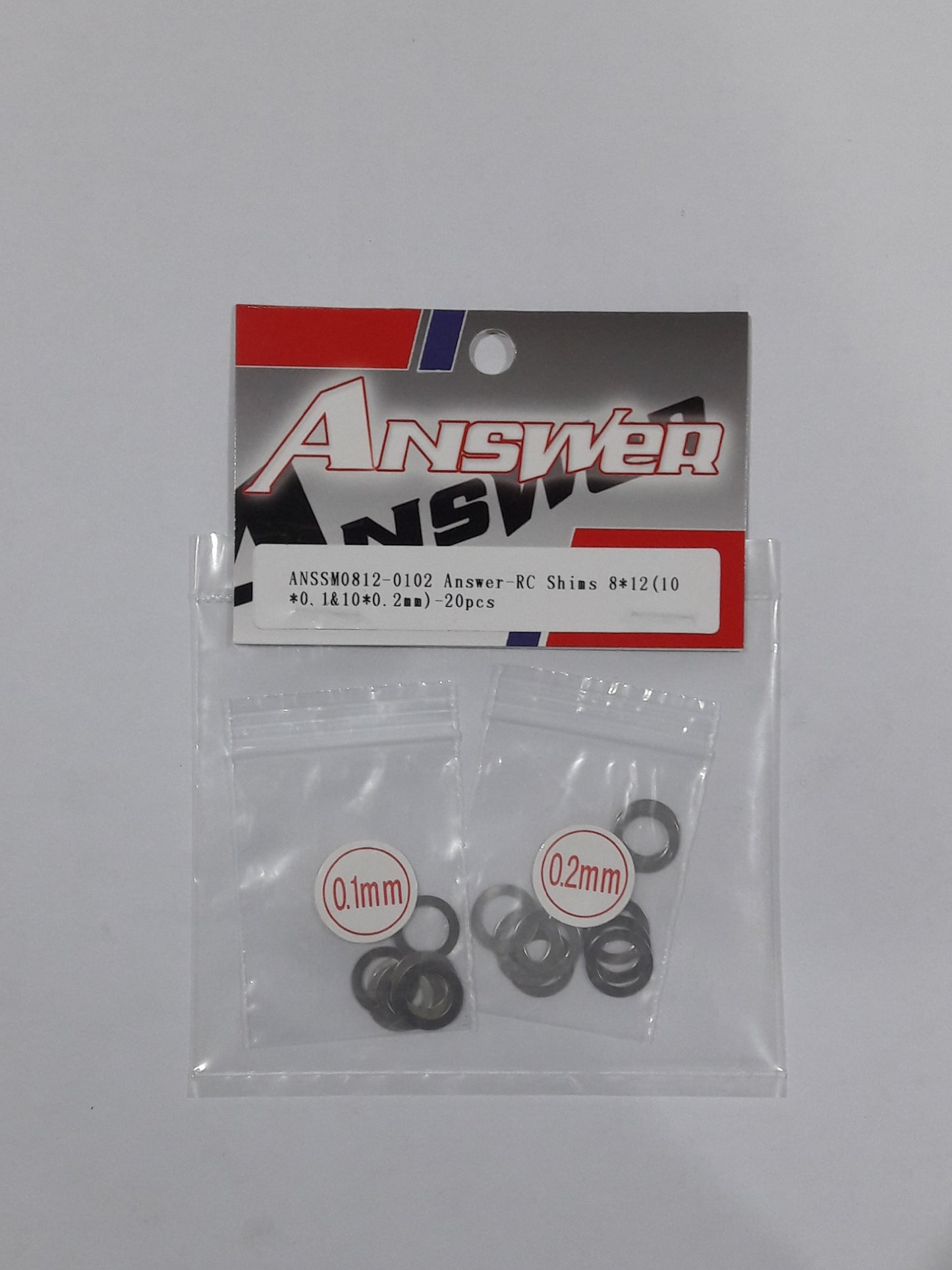 Answer-RC Shims 8*12mm (10 x 0.1 & 10 x 0.2mm) - 20 pcs