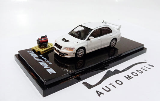 Hobby Japan Mitsubishi lancer GSR Evolution 7 w/Engine Display White