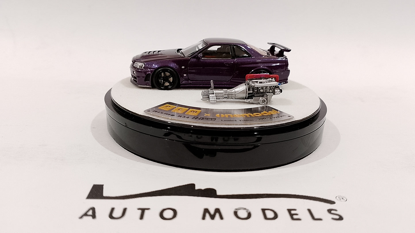 1/64 PGM Nissan R34 Z-Tune Midnight Purple (Luxury Round Stand)