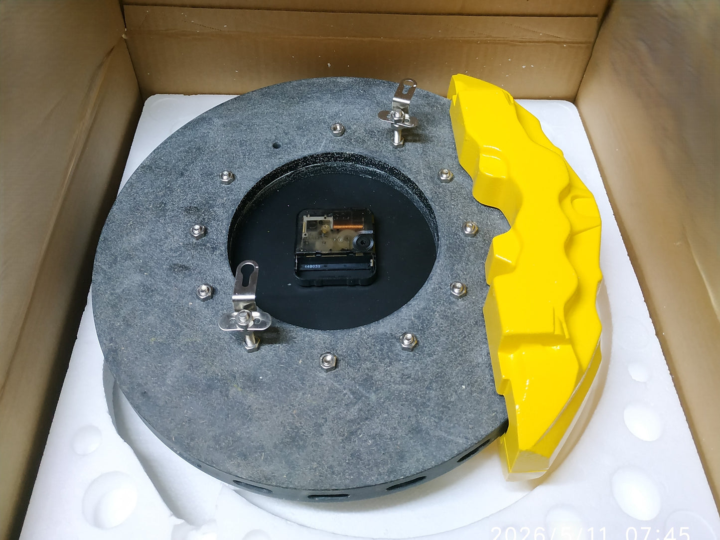 Auto Art Ceramic Brake Disc Clock Yellow Silver  Diameter 320mm