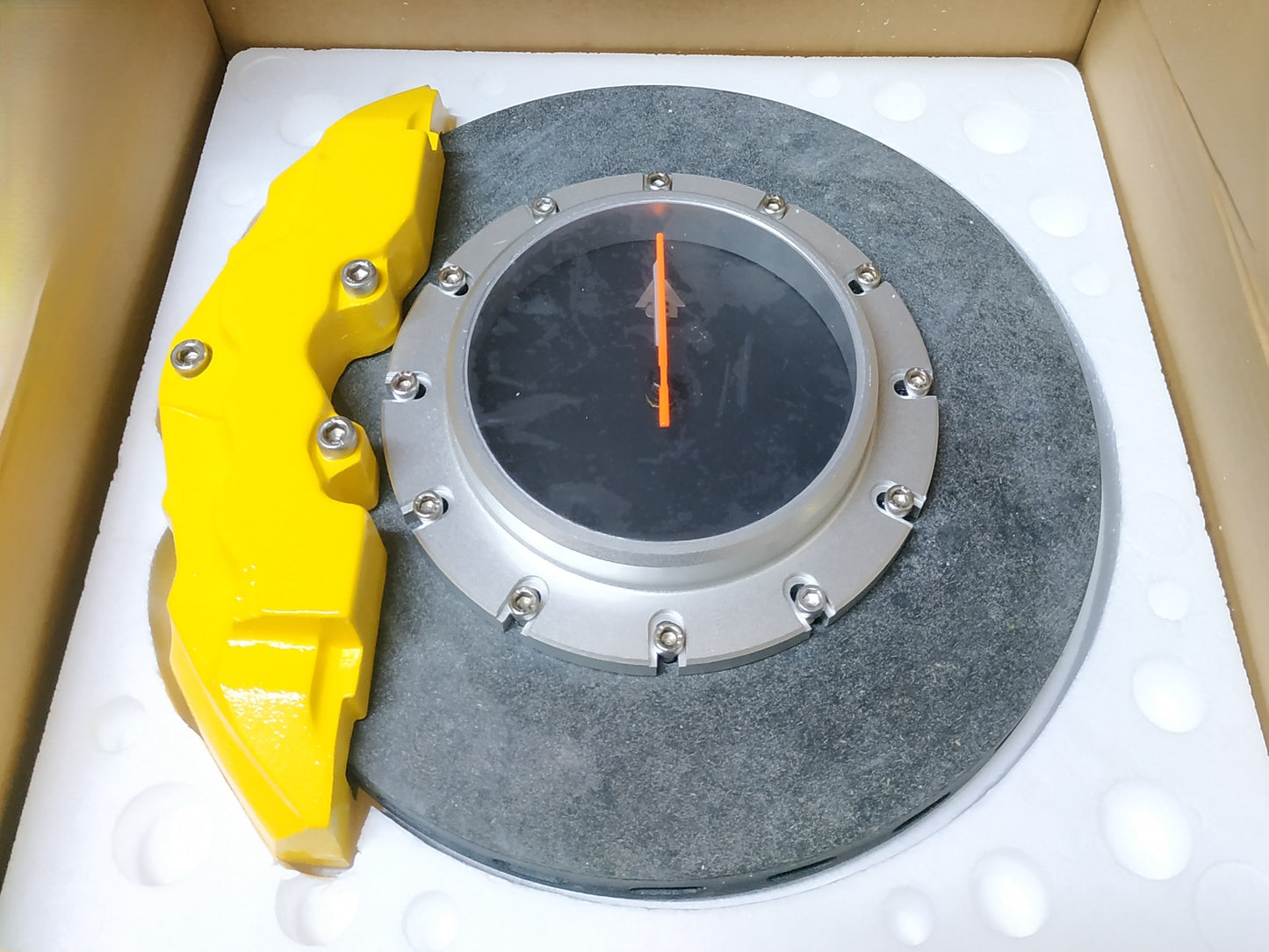 Auto Art Ceramic Brake Disc Clock Yellow Silver  Diameter 320mm