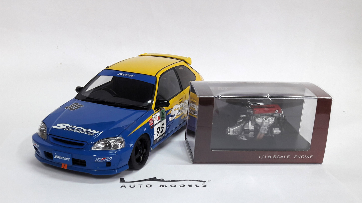 Motorhelix Honda Civic EK9 Spoon With Engine Yellow Blue