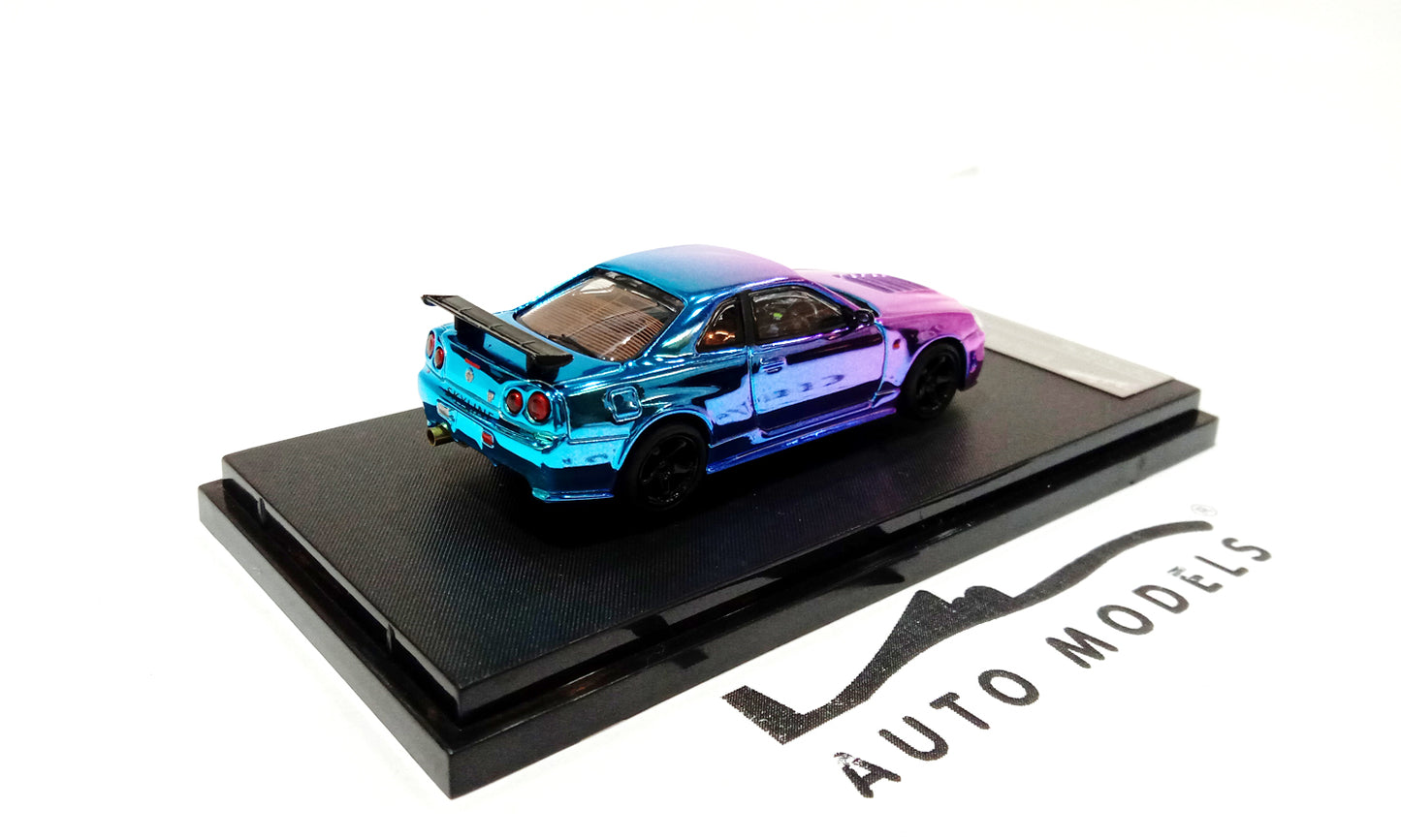 Stance Hunter Nissan Skyline R34 Chromed Blue Purple